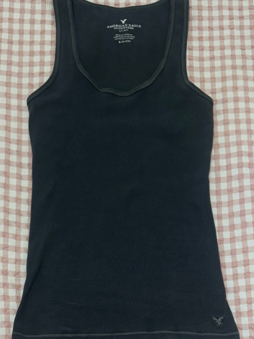 American Eagle Outfitters Black Ribbed Scoop Tank